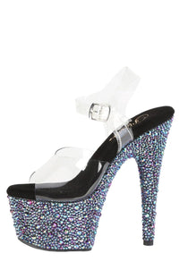 Pleaser  BEJEWELED-708MS Sandal in Clear Vinyl