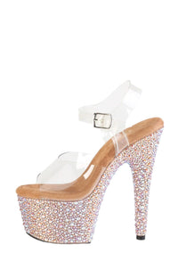 Pleaser  BEJEWELED-708MS Sandal in Clear Vinyl