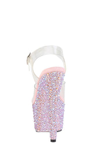 Pleaser  BEJEWELED-708MS Sandal in Clear Vinyl