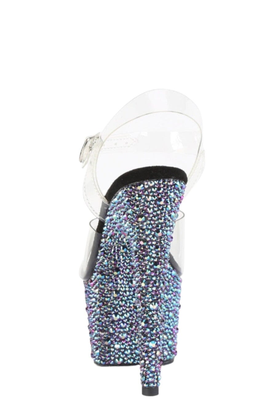 Pleaser  BEJEWELED-708MS Sandal in Clear Vinyl