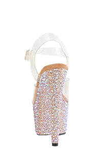 Pleaser  BEJEWELED-708MS Sandal in Clear Vinyl