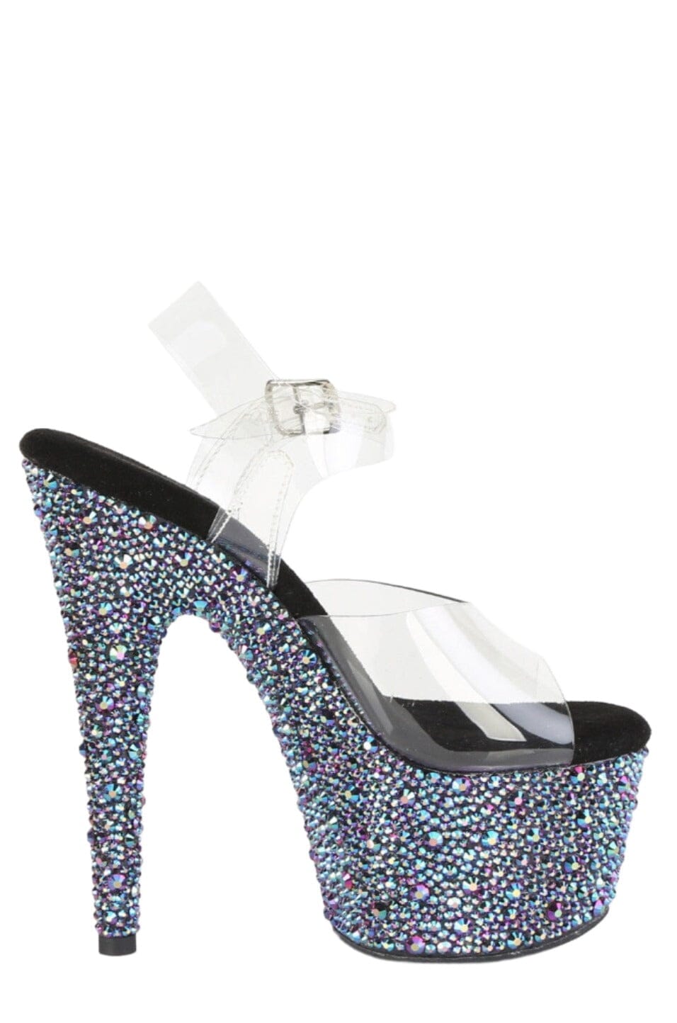 Pleaser  BEJEWELED-708MS Sandal in Clear Vinyl