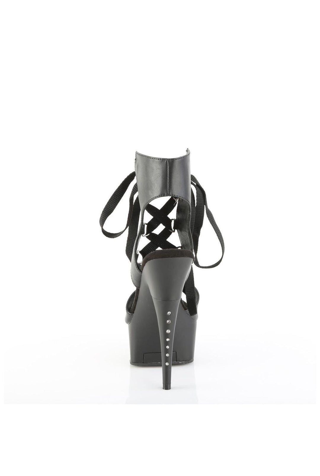 Pleaser  CAPTIVA-600-14 Sandal in Black Faux Leather