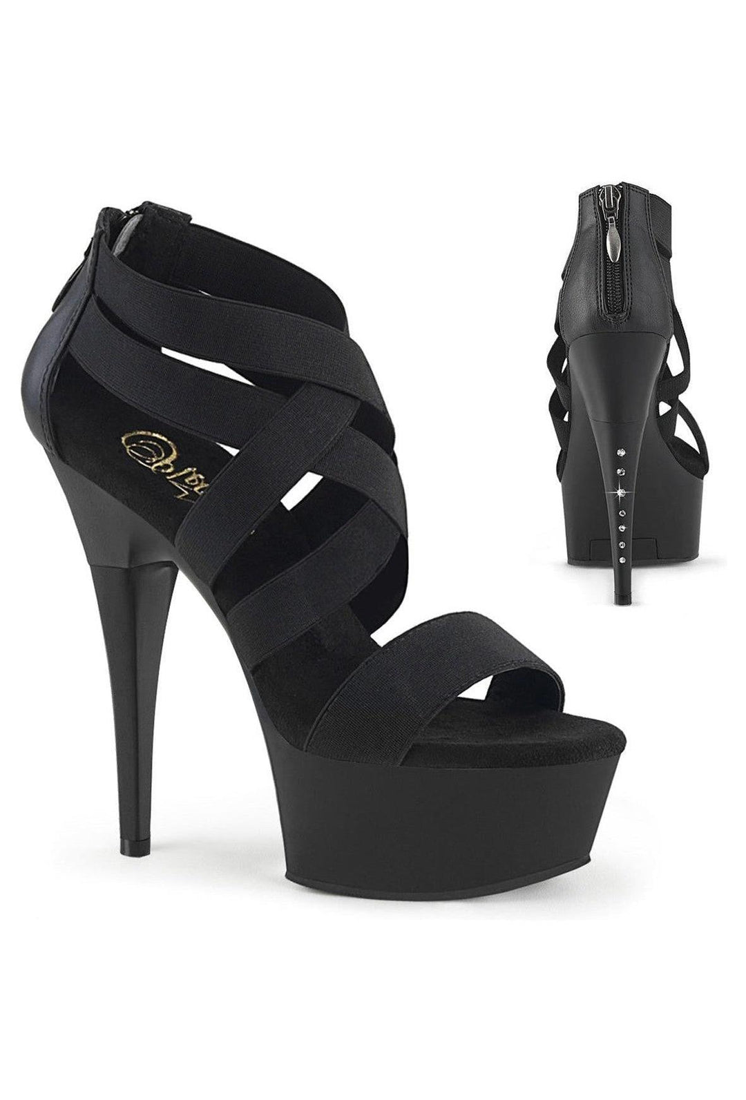 Pleaser  CAPTIVA-669 Sandal in Black Faux Leather from SexyShoes.com