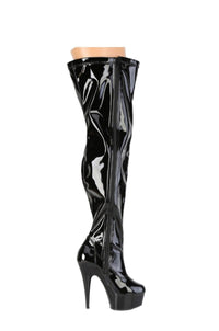 Pleaser  DELIGHT-3000WCF Thigh Boot in Black Patent