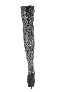 Pleaser  DELIGHT-3008SP-BT Thigh Boot in Grey Faux Leather