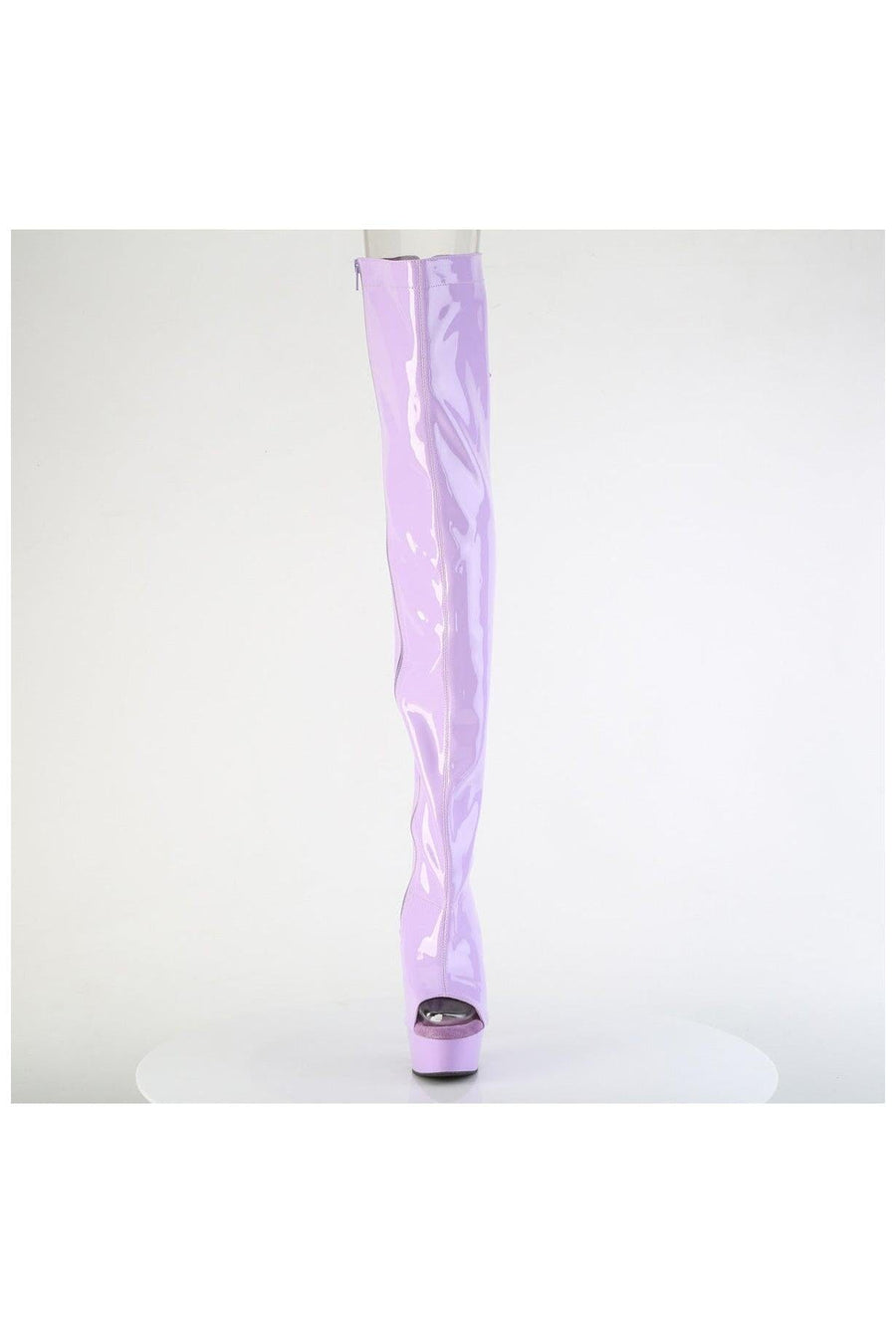 Pleaser  DELIGHT-3017 Thigh Boot in Purple Patent