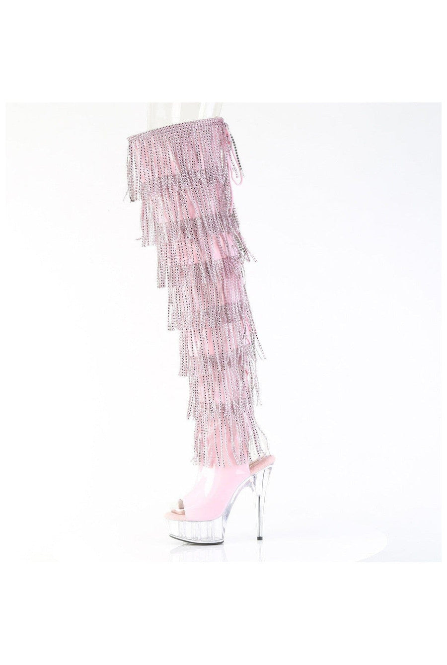 Pleaser  DELIGHT-3017HG-RSF Thigh Boot in Pink Patent