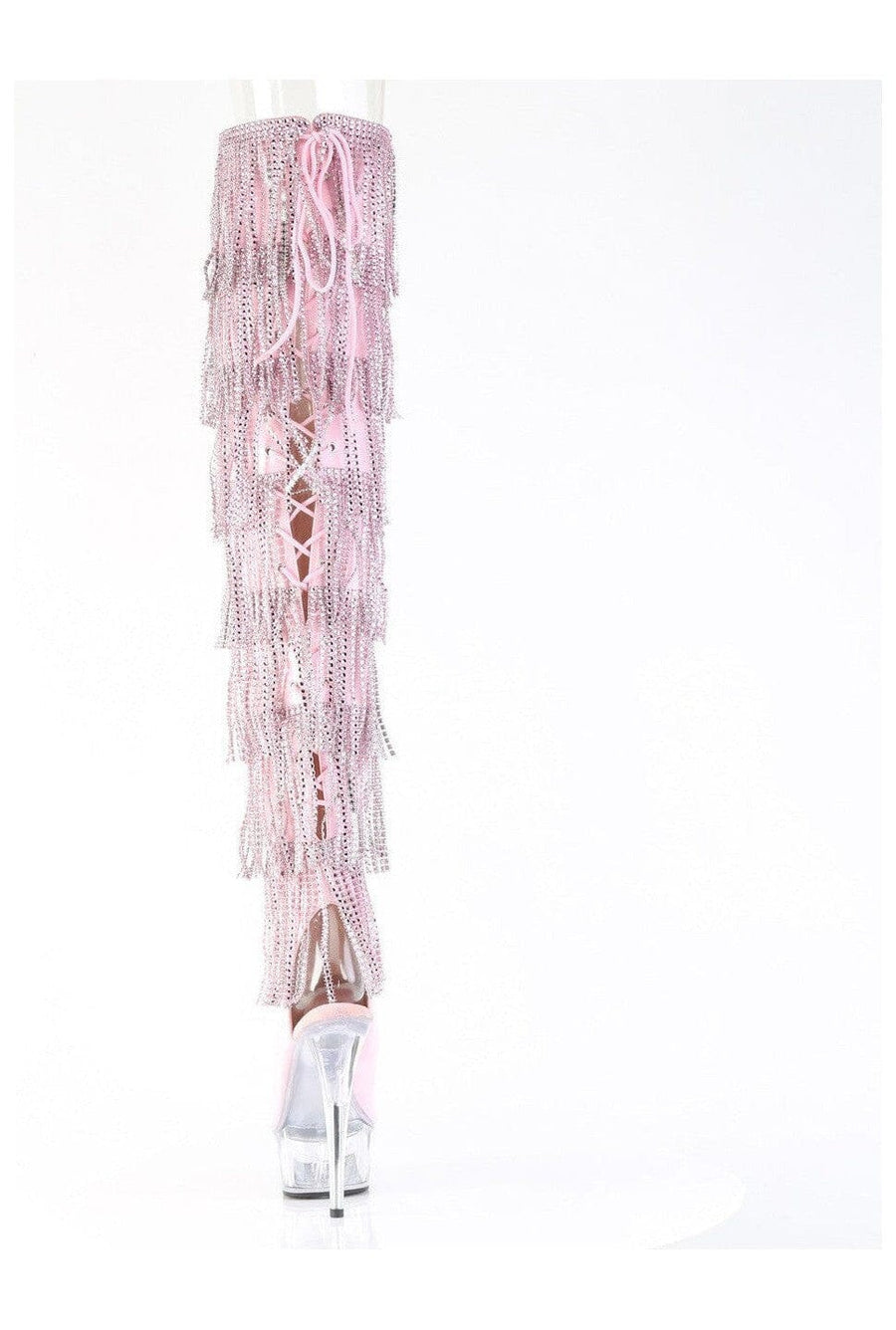 Pleaser  DELIGHT-3017HG-RSF Thigh Boot in Pink Patent