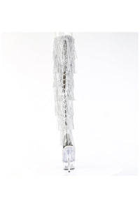 Pleaser  DELIGHT-3017HG-RSF Thigh Boot in Silver Patent