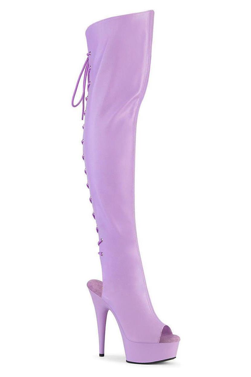 Pleaser  DELIGHT-3019 Thigh Boot in Purple Faux Leather from SexyShoes.com