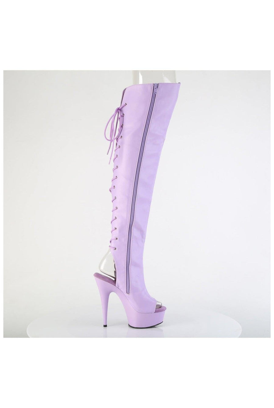 Pleaser  DELIGHT-3019 Thigh Boot in Purple Faux Leather