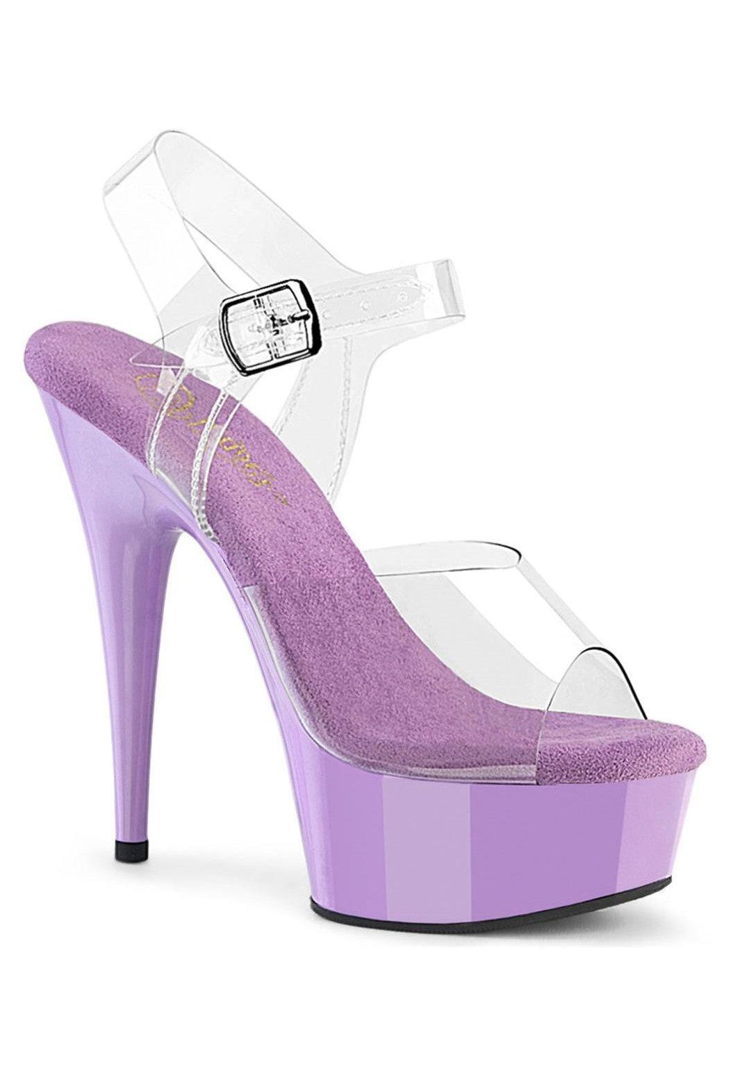 Pleaser  DELIGHT-608 Sandal in Clear Vinyl from SexyShoes.com