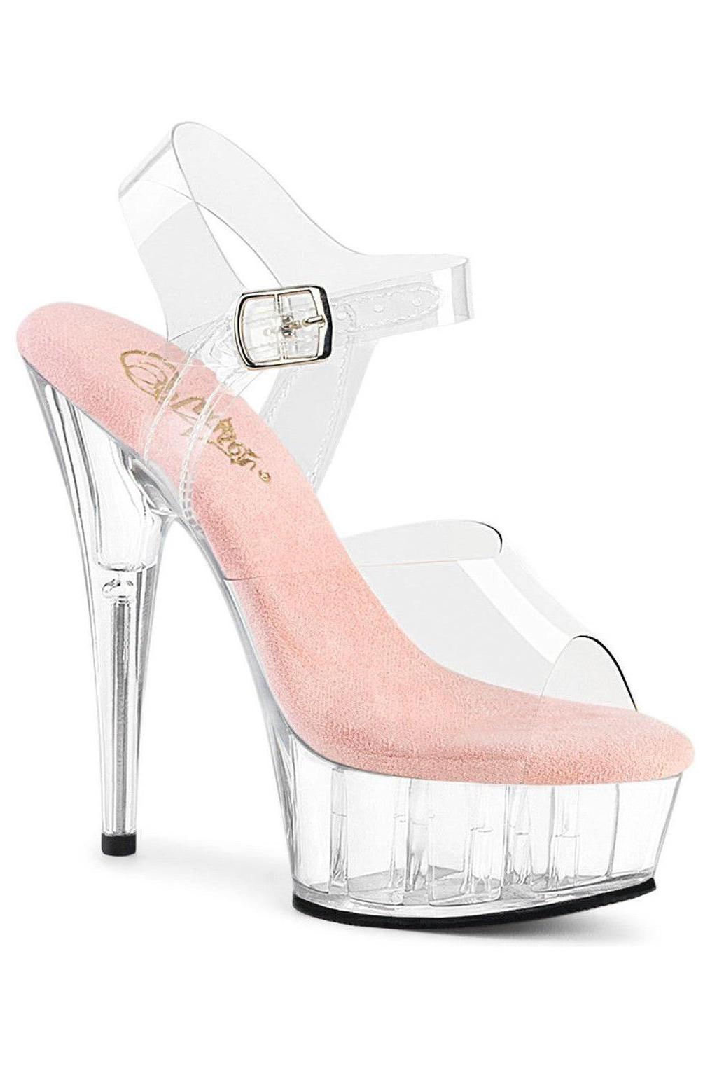 Pleaser  DELIGHT-608 Sandal in Clear Vinyl from SexyShoes.com
