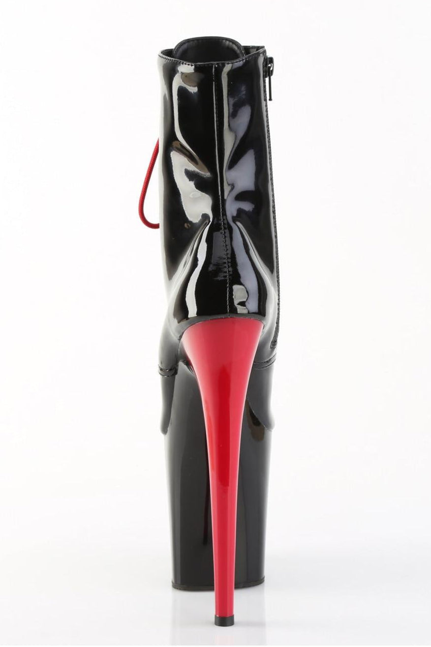 Pleaser  FLAMINGO-1020 Ankle Boot in Black Patent