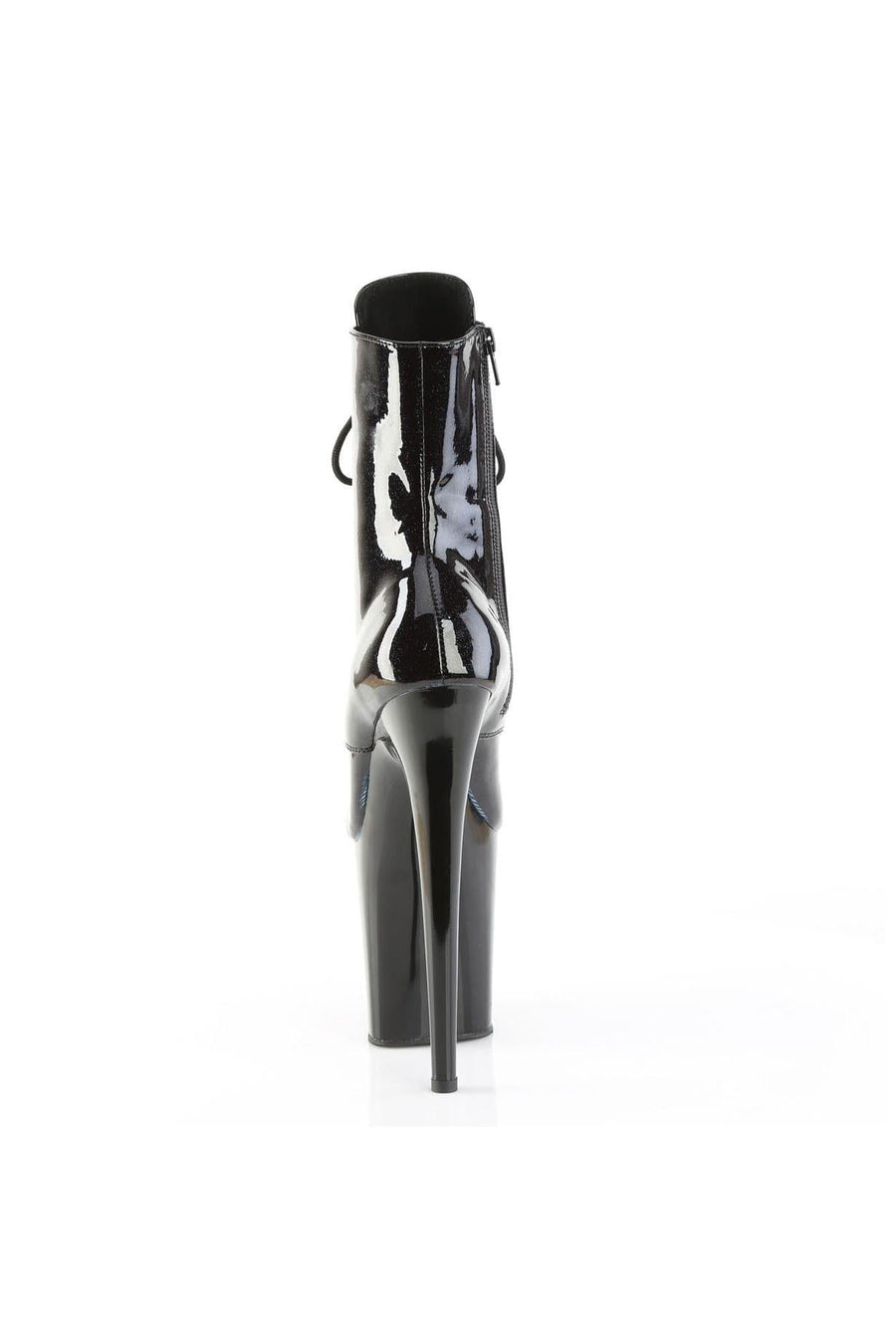 Pleaser  FLAMINGO-1020BLG Ankle Boot in Black Patent