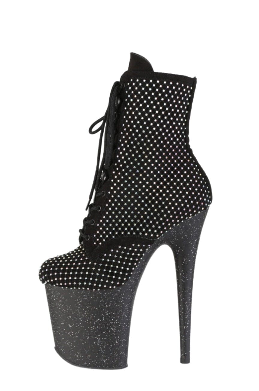 Pleaser  FLAMINGO-1020RM Ankle Boot in Black Faux Suede