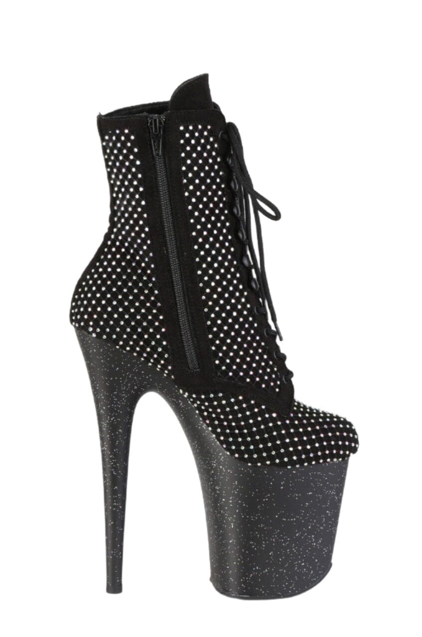 Pleaser  FLAMINGO-1020RM Ankle Boot in Black Faux Suede