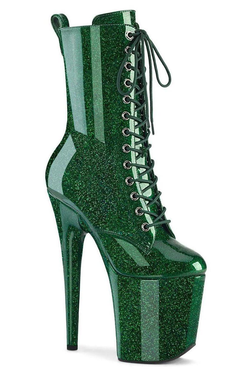 Pleaser  FLAMINGO-1040GP Ankle Boot in Green Patent from SexyShoes.com