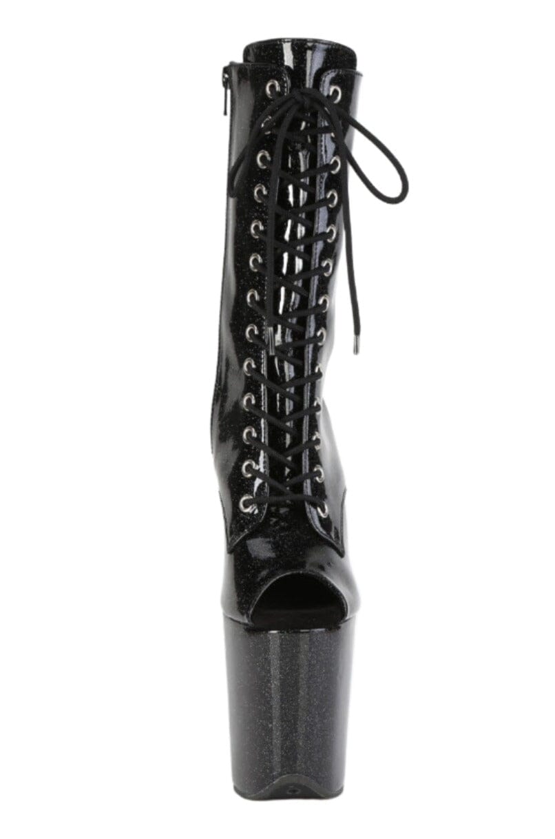 Pleaser  FLAMINGO-1041GP Ankle Boot in Black Patent