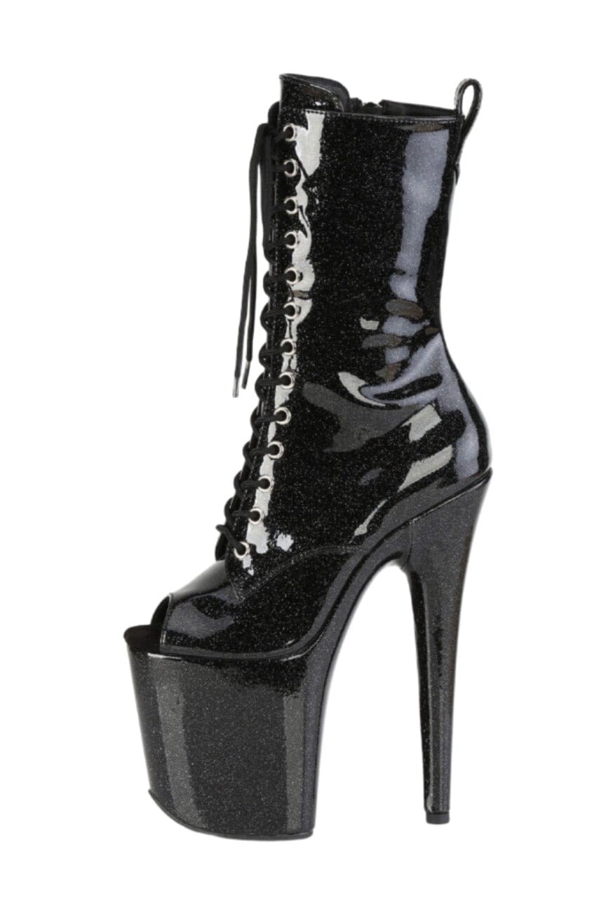 Pleaser  FLAMINGO-1041GP Ankle Boot in Black Patent