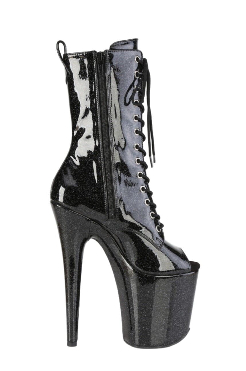 Pleaser  FLAMINGO-1041GP Ankle Boot in Black Patent