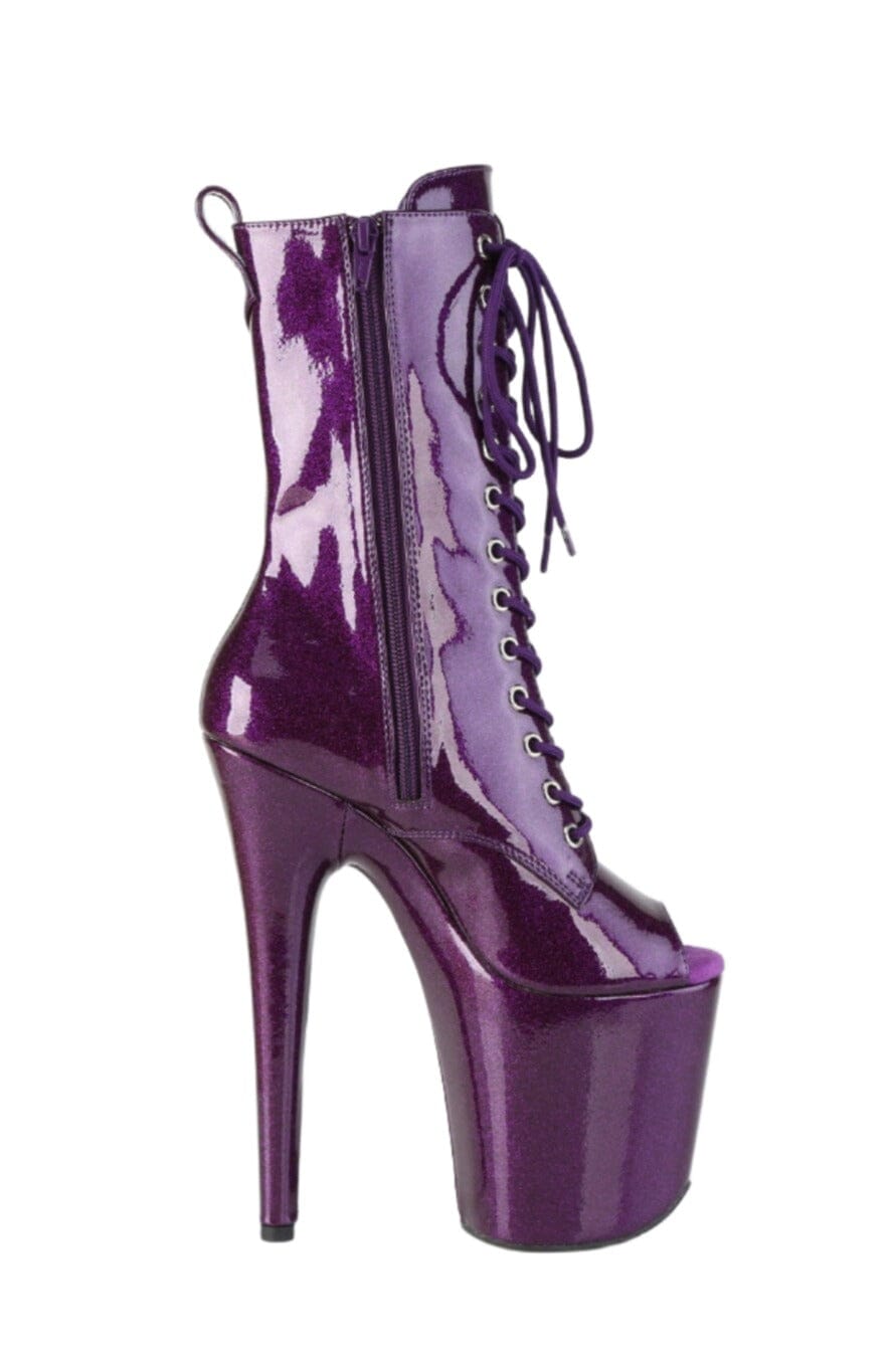 Pleaser  FLAMINGO-1041GP Ankle Boot in Purple Patent