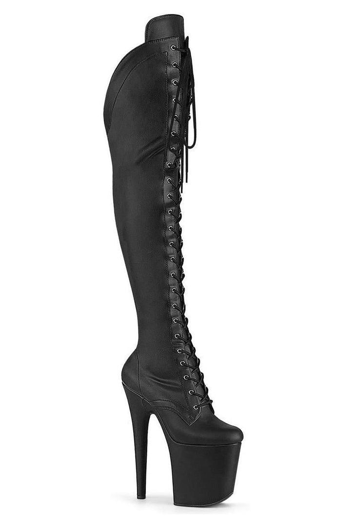 Pleaser Black Thigh Boots Platform Stripper Shoes | Buy at Sexyshoes.com