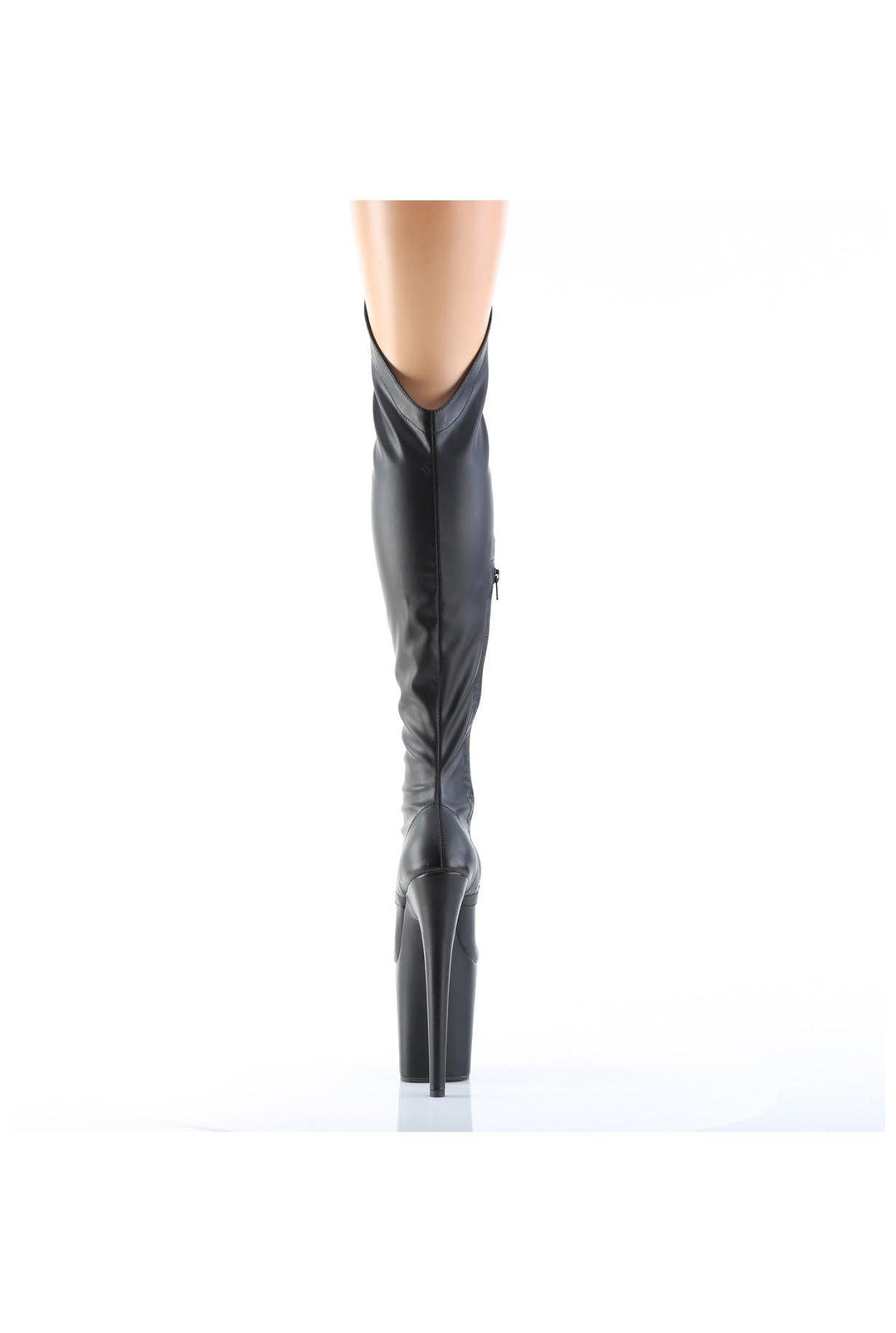 Pleaser  FLAMINGO-3014 Thigh Boot in Black Faux Leather