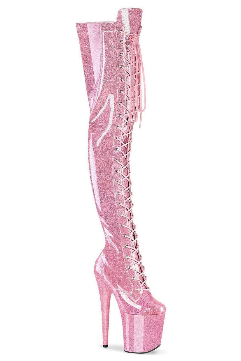 Pleaser Pink Thigh Boots Platform Stripper Shoes | Buy at Sexyshoes.com