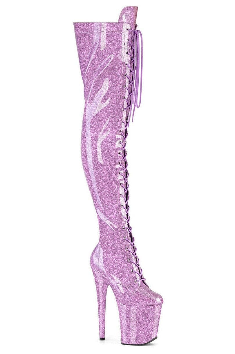 Pleaser  FLAMINGO-3020GP Thigh Boot in Purple Patent from SexyShoes.com