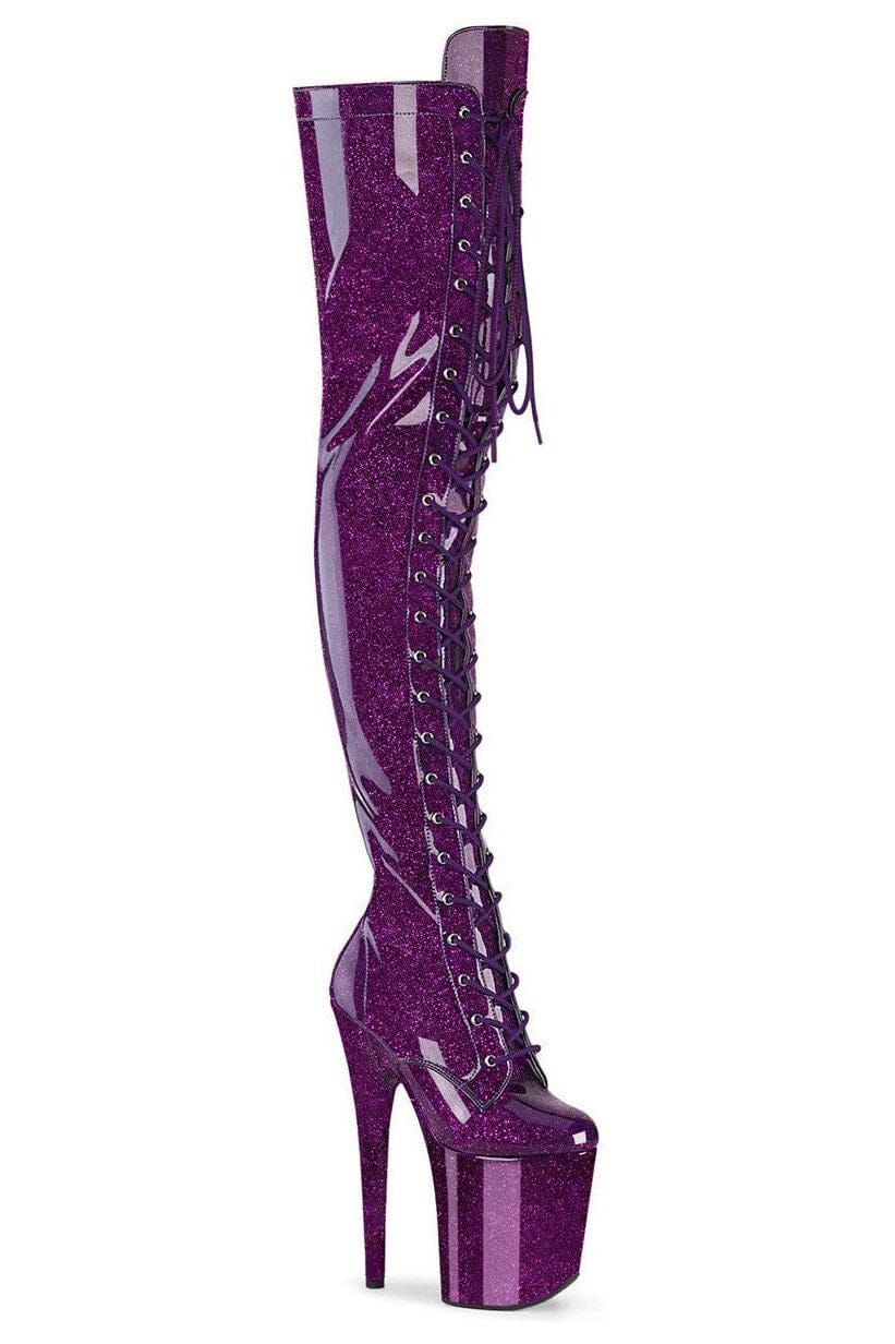 Pleaser  FLAMINGO-3020GP Thigh Boot in Purple Patent from SexyShoes.com