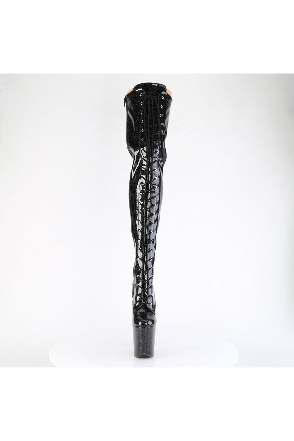 Pleaser  FLAMINGO-3020GP Thigh Boot in Black Patent