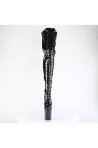 Pleaser  FLAMINGO-3020GP Thigh Boot in Black Patent