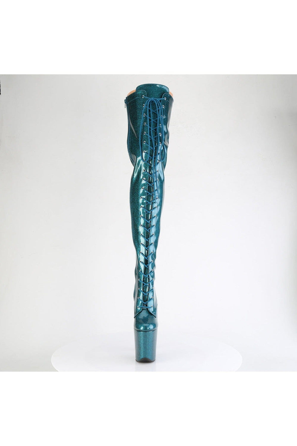 Pleaser  FLAMINGO-3020GP Thigh Boot in Green Patent