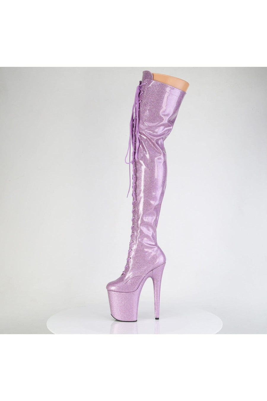 Pleaser  FLAMINGO-3020GP Thigh Boot in Purple Patent