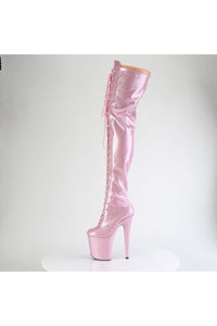 Pleaser  FLAMINGO-3020GP Thigh Boot in Pink Patent