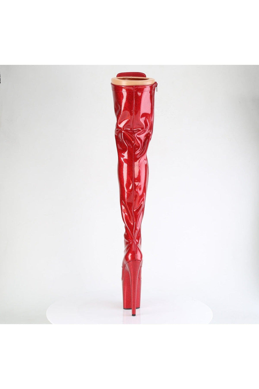 Pleaser  FLAMINGO-3020GP Thigh Boot in Red Patent