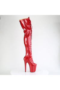 Pleaser  FLAMINGO-3020GP Thigh Boot in Red Patent