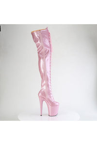 Pleaser  FLAMINGO-3020GP Thigh Boot in Pink Patent