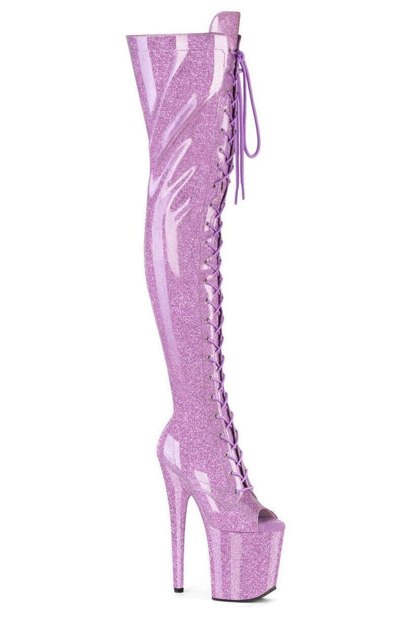 Pleaser  FLAMINGO-3021GP Thigh Boot in Purple Patent from SexyShoes.com