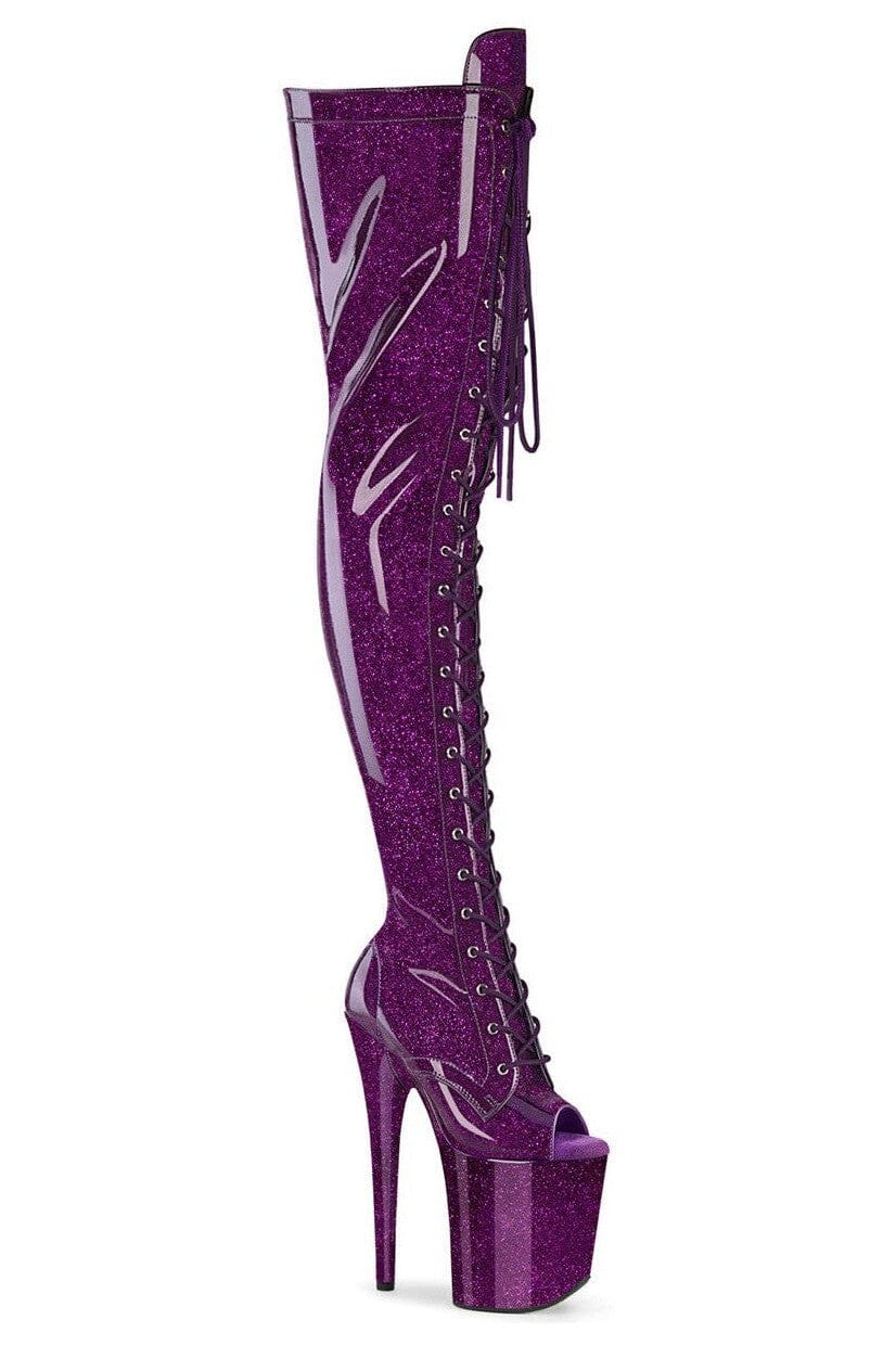 Pleaser  FLAMINGO-3021GP Thigh Boot in Purple Patent from SexyShoes.com