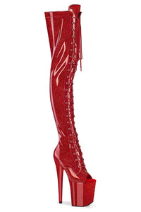 Pleaser  FLAMINGO-3021GP Thigh Boot in Red Patent from SexyShoes.com