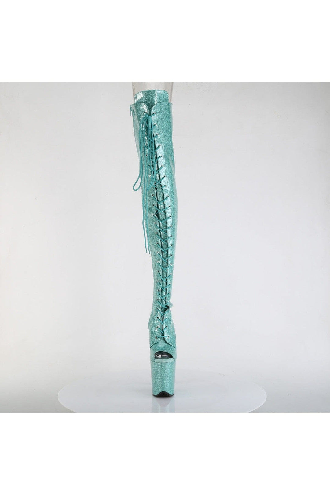 Pleaser  FLAMINGO-3021GP Thigh Boot in Turquoise Patent