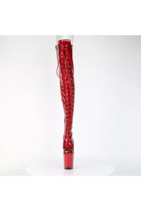 Pleaser  FLAMINGO-3021GP Thigh Boot in Red Patent