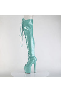 Pleaser  FLAMINGO-3021GP Thigh Boot in Turquoise Patent