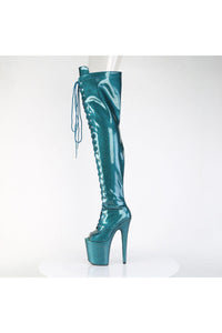 Pleaser  FLAMINGO-3021GP Thigh Boot in Green Patent