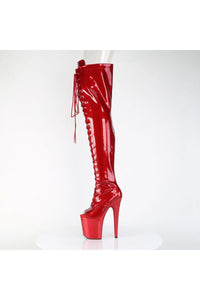 Pleaser  FLAMINGO-3021GP Thigh Boot in Red Patent