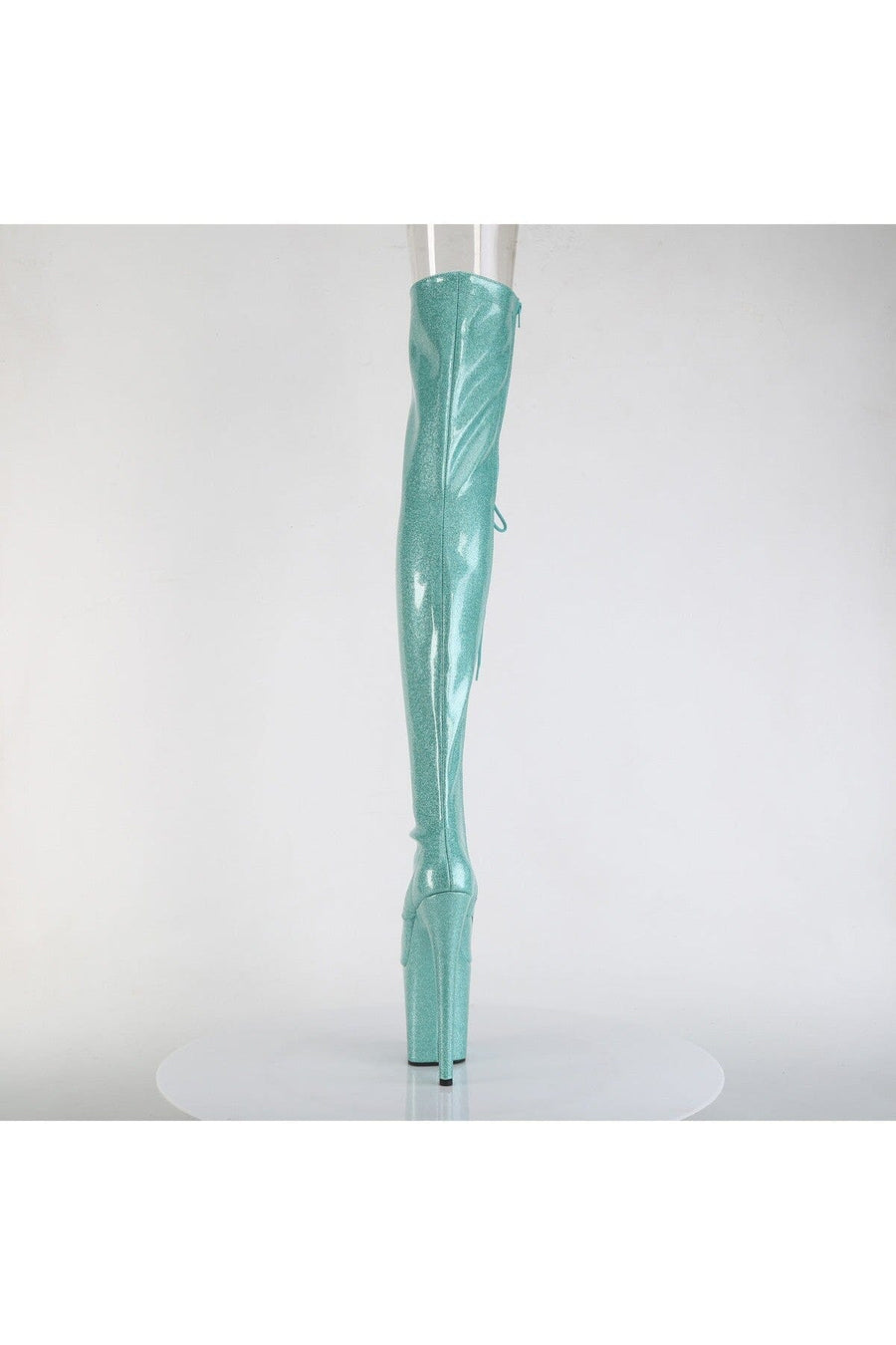 Pleaser  FLAMINGO-3021GP Thigh Boot in Turquoise Patent