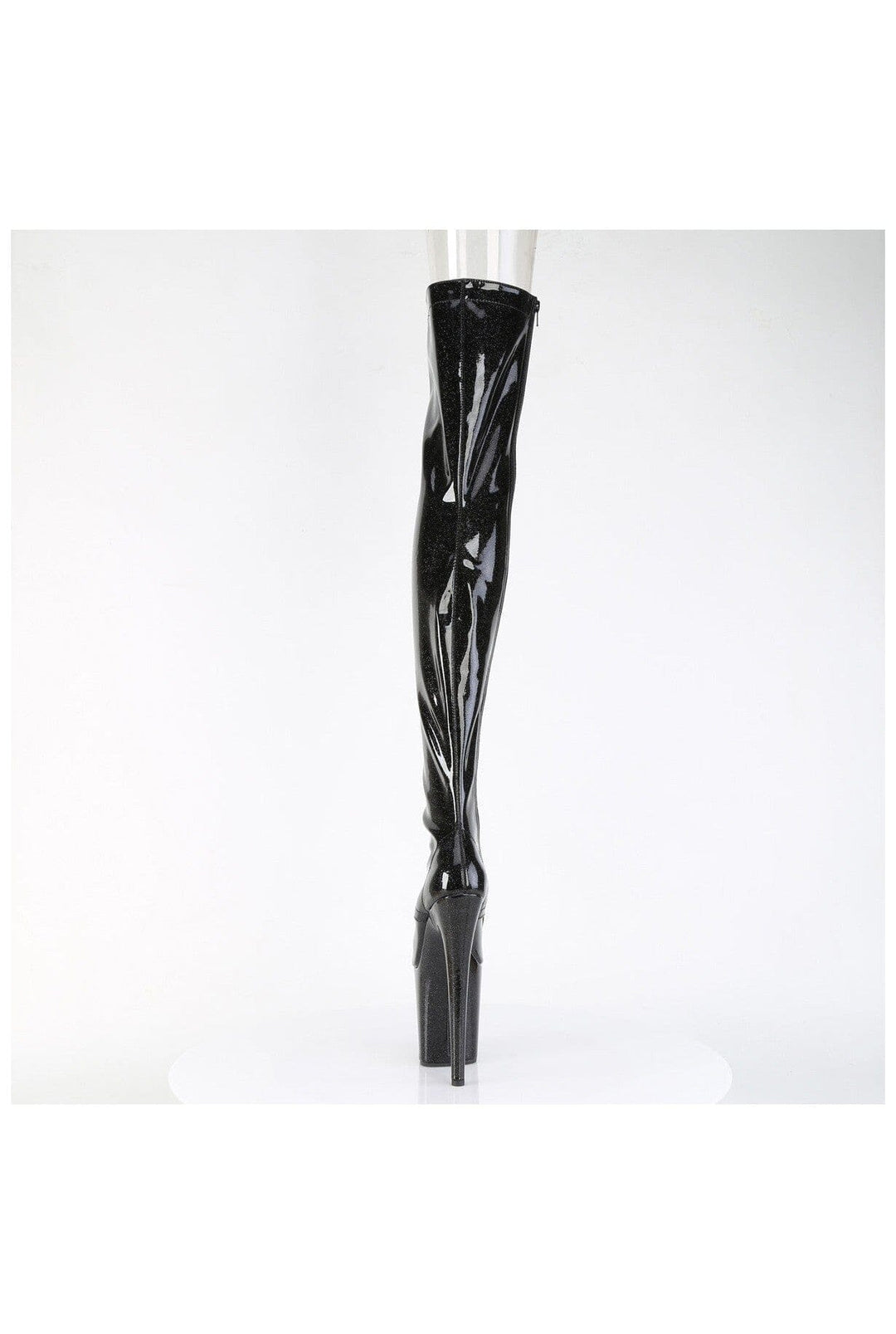 Pleaser  FLAMINGO-3021GP Thigh Boot in Black Patent